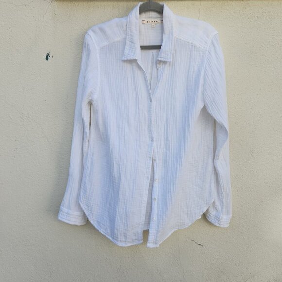 XIRENA Scout Crinkle Gauze White Button Down Shirt - Picture 2 of 8